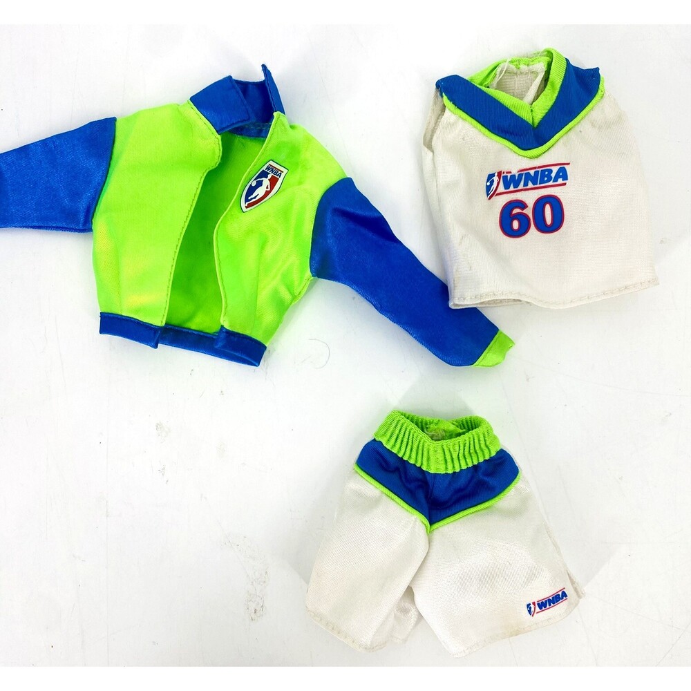 1998 Vintage Barbie WMBA Teresa 3 Piece Set Jacket Tank Shorts White Blue Green